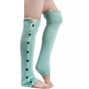 OLIVIA KNITTED BUTTON BARRE LEG-WARMERS